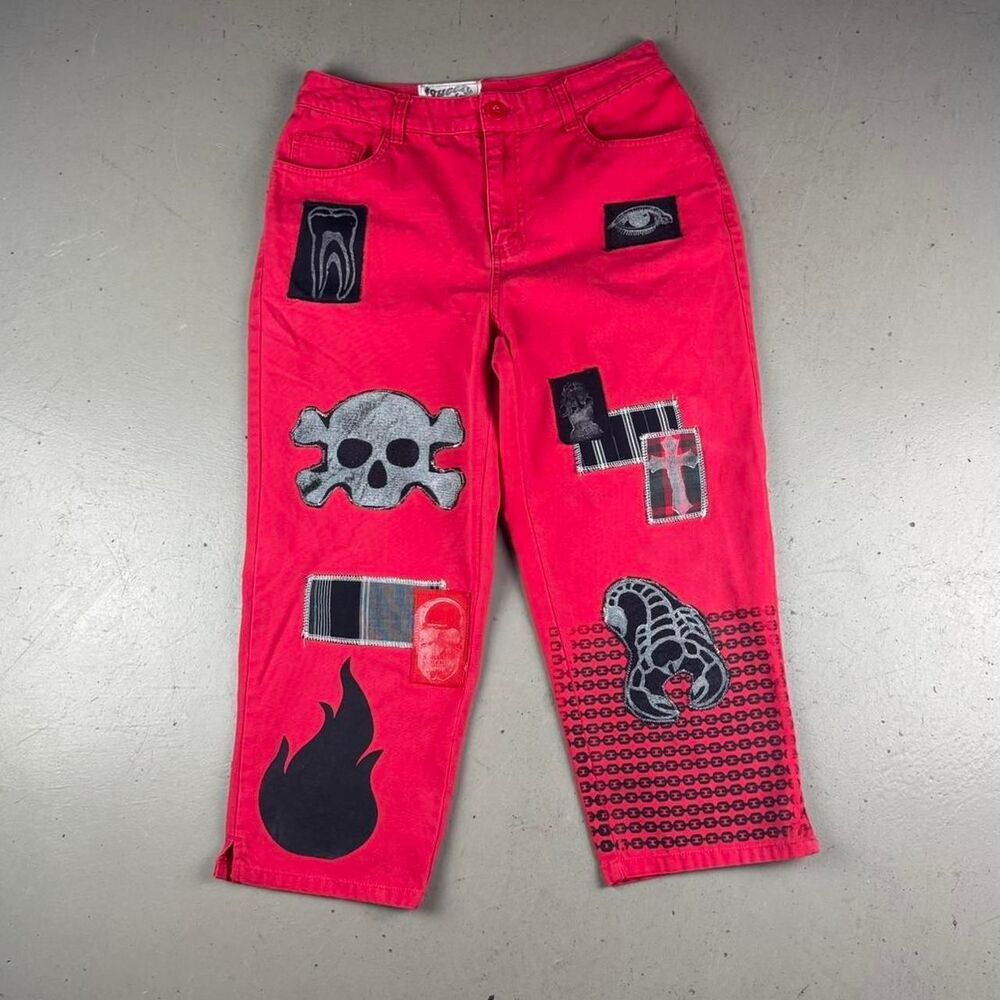 Bill Blass Women's Red Patchwork 90s Printed Capris